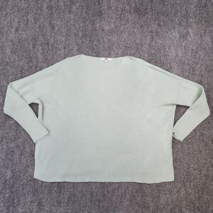 Uniqlo Sweater Womens Small Green Cotton Cashmere Knit Oversized Long Sleeve